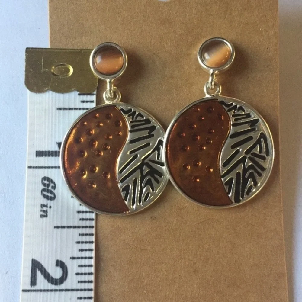 💐5/25 dangle silver toned yin yang orange black
